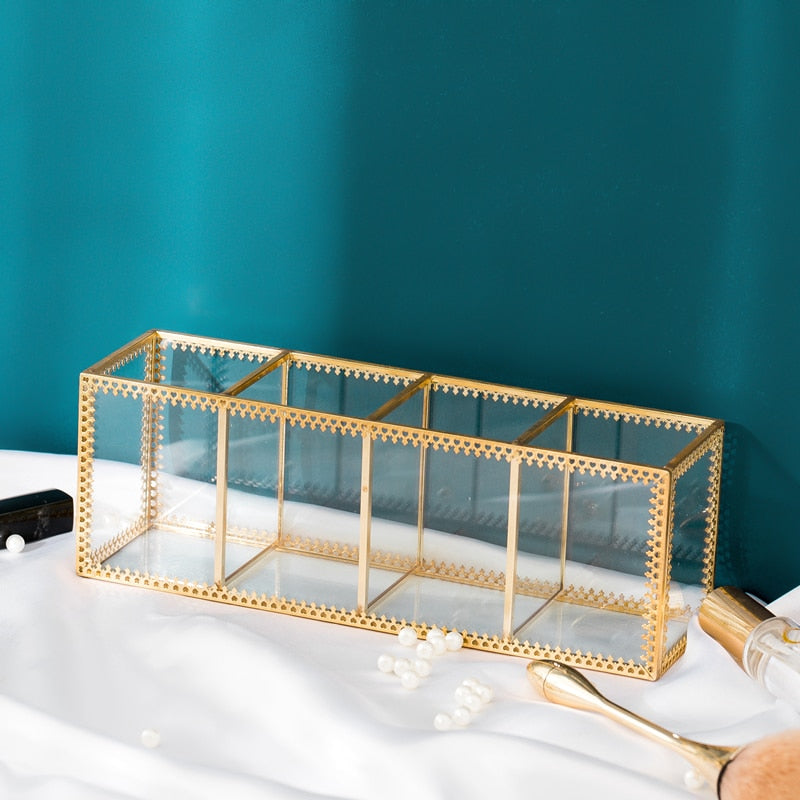 Glass Makeup Brush Box Organizer
