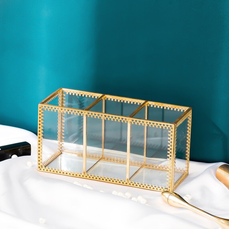 Glass Makeup Brush Box Organizer